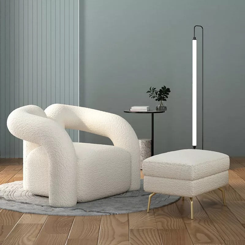 Nordic Orange Wool Accent Chair, Modern Adjustable Armchair for Living Room