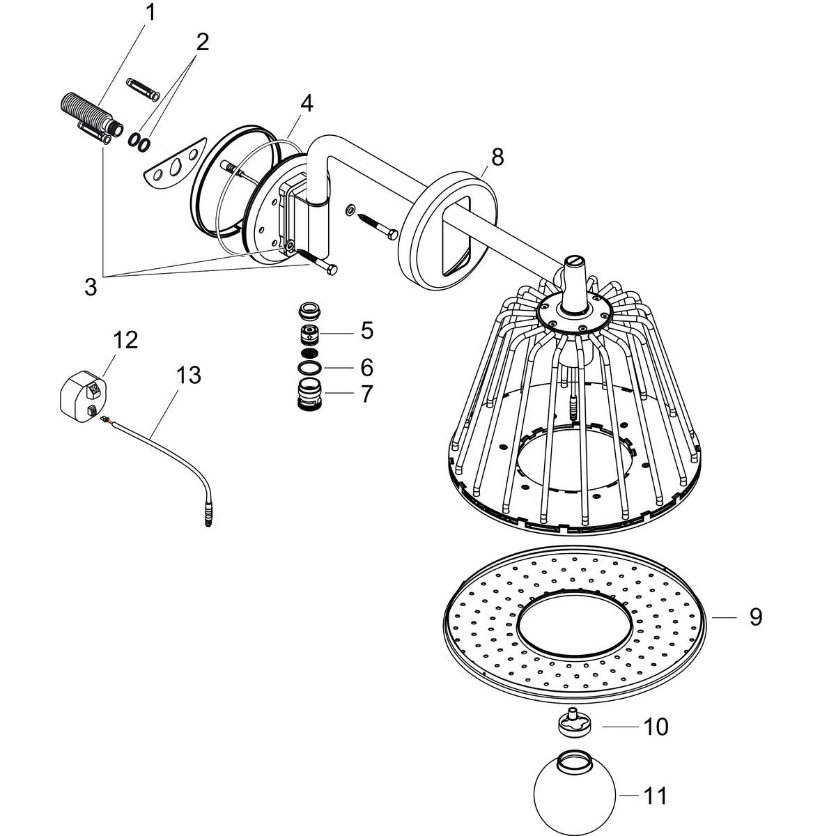 Shower Head Filter Duschsystem Axor Dusche Nendo 2751Jet mit Brausearm Shower System