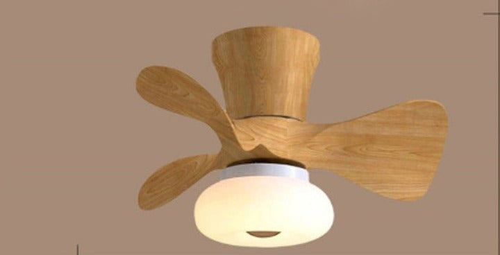 Wood Small Ceiling Fans Colorful Macoron Fans 22 Inch APP Dimming Smart Wood Fans