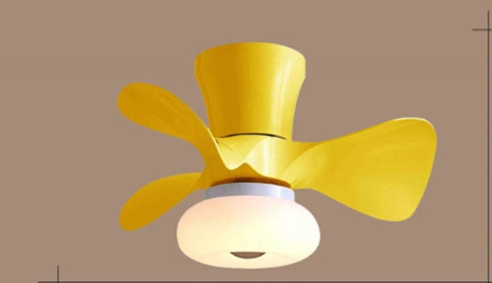 Wood Small Ceiling Fans Colorful Macoron Fans 22 Inch APP Dimming Smart Wood Fans