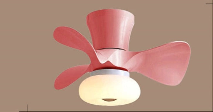 Wood Small Ceiling Fans Colorful Macoron Fans 22 Inch APP Dimming Smart Wood Fans