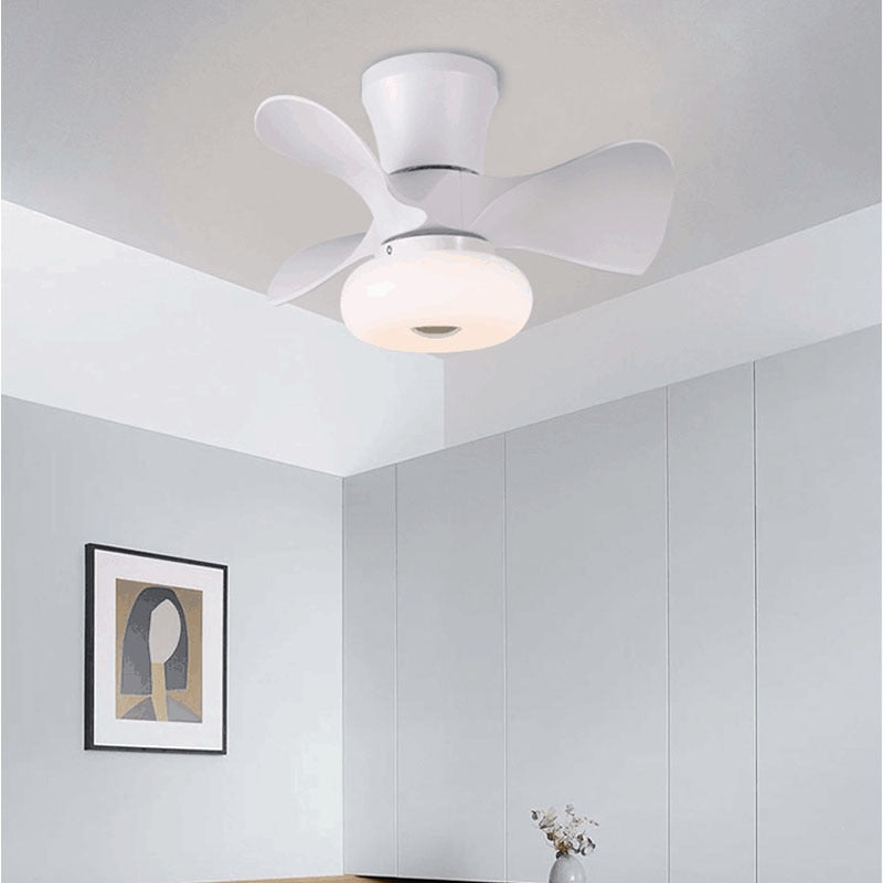 Wood Small Ceiling Fans Colorful Macoron Fans 22 Inch APP Dimming Smart Wood Fans