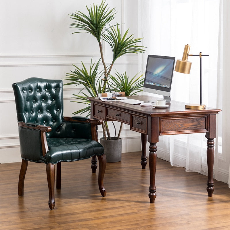 Chesterfield Vintage Armback Chair - Solid Wood, Customizable