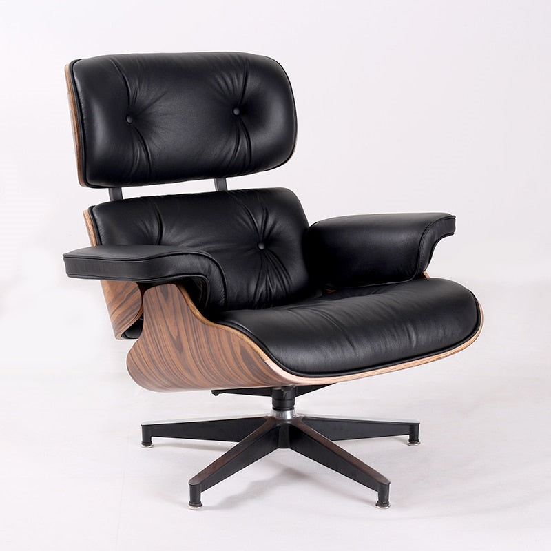 Fauteuil de luxe chaise longue confortable Sessel salon pivotant en cuir palissandre chaise à oreilles