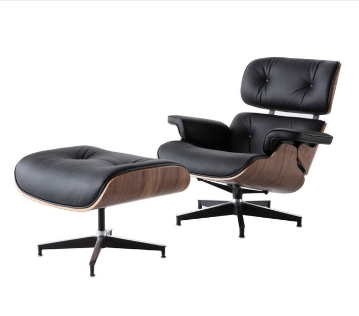 Fauteuil de luxe chaise longue confortable Sessel salon pivotant en cuir palissandre chaise à oreilles
