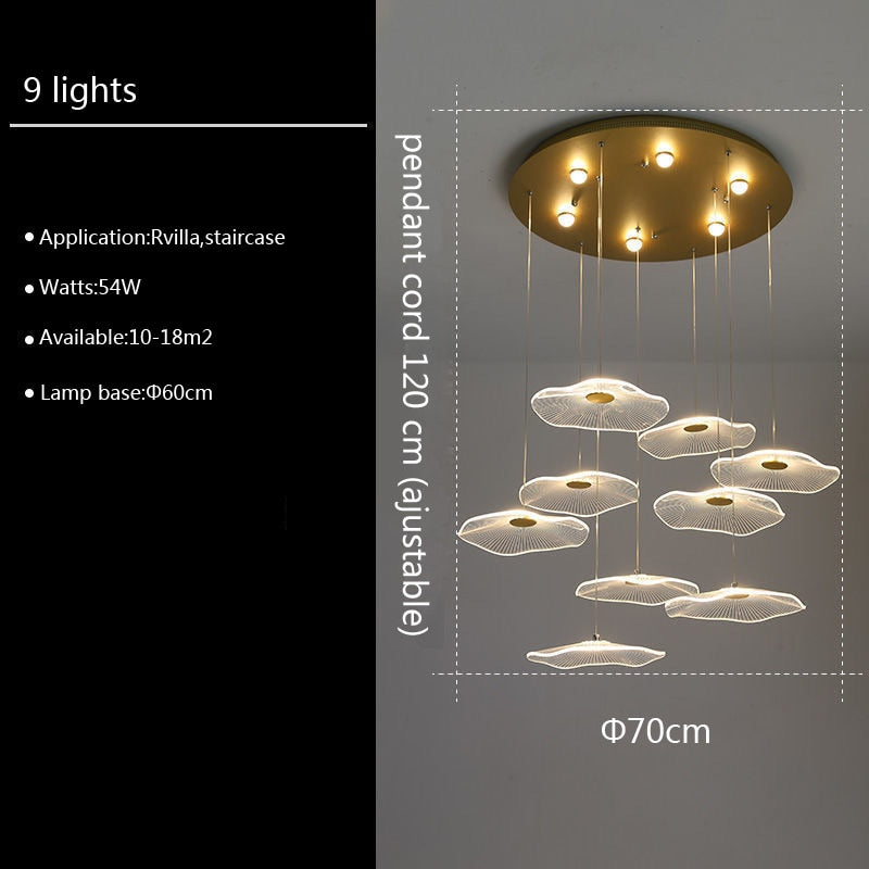 Lampe suspendue bulle LED feuille de Lotus, lampe suspendue en acrylique