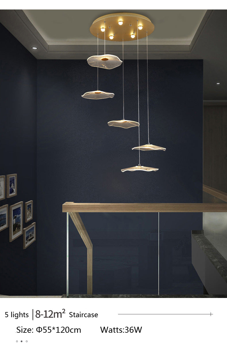 Lampe suspendue bulle LED feuille de Lotus, lampe suspendue en acrylique