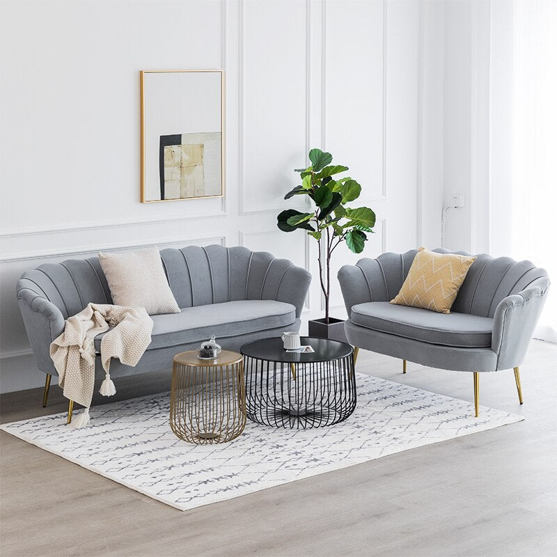Couch Petal-Shaped Large Two Seat Sofa Nordic Luxury Modern 2 Sitzer Sofas