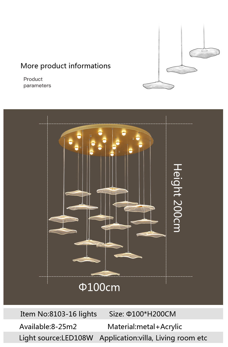 Lampe suspendue bulle LED feuille de Lotus, lampe suspendue en acrylique