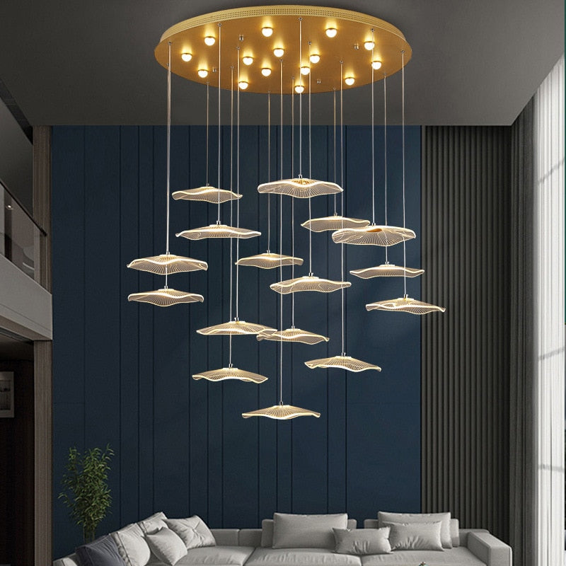 Lampe suspendue bulle LED feuille de Lotus, lampe suspendue en acrylique