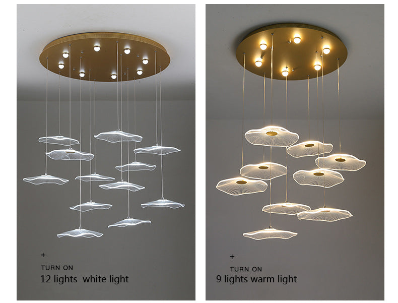 Lampe suspendue bulle LED feuille de Lotus, lampe suspendue en acrylique