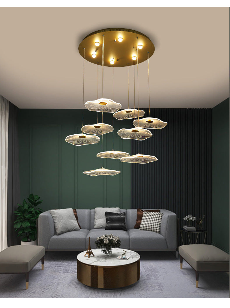 Lampe suspendue bulle LED feuille de Lotus, lampe suspendue en acrylique