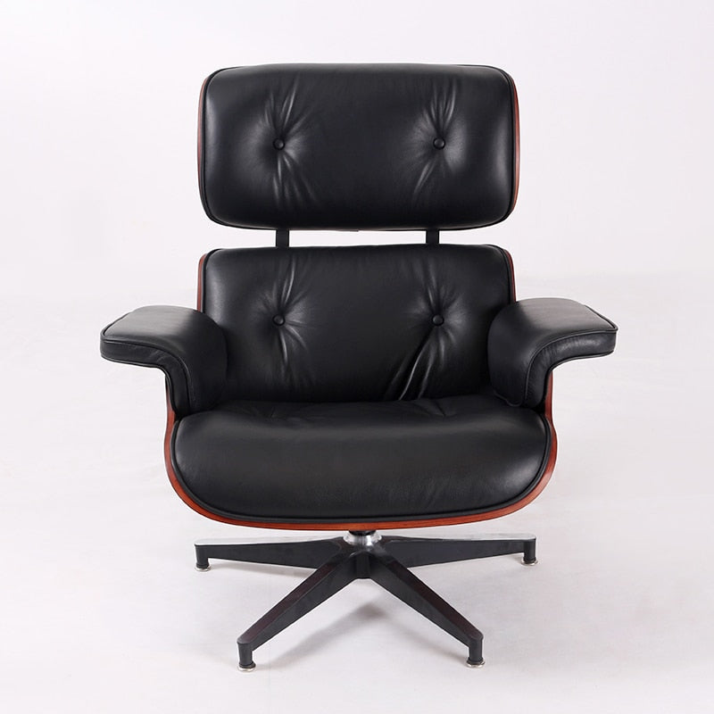 Fauteuil de luxe chaise longue confortable Sessel salon pivotant en cuir palissandre chaise à oreilles