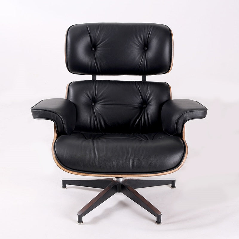 Fauteuil de luxe chaise longue confortable Sessel salon pivotant en cuir palissandre chaise à oreilles