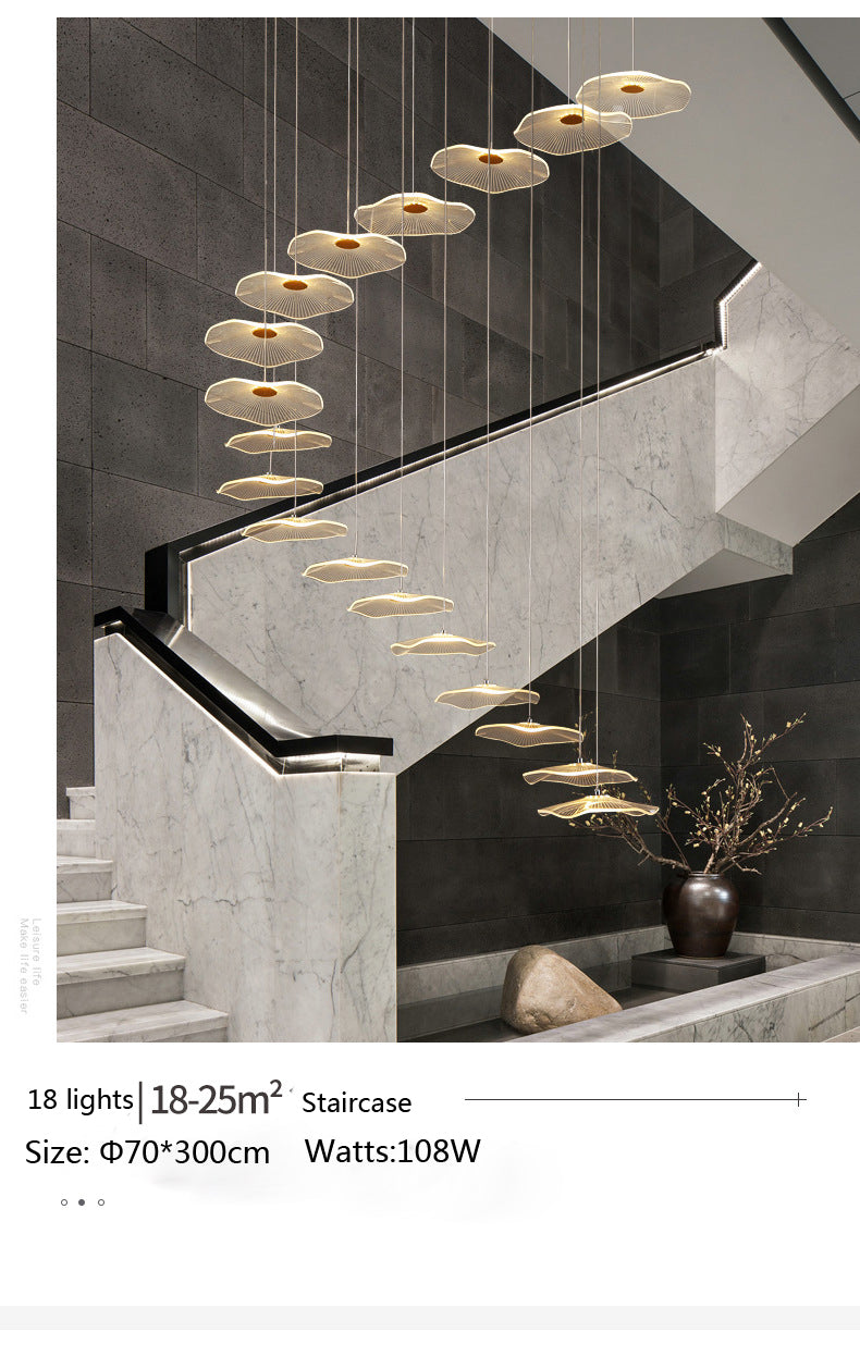 Lampe suspendue bulle LED feuille de Lotus, lampe suspendue en acrylique
