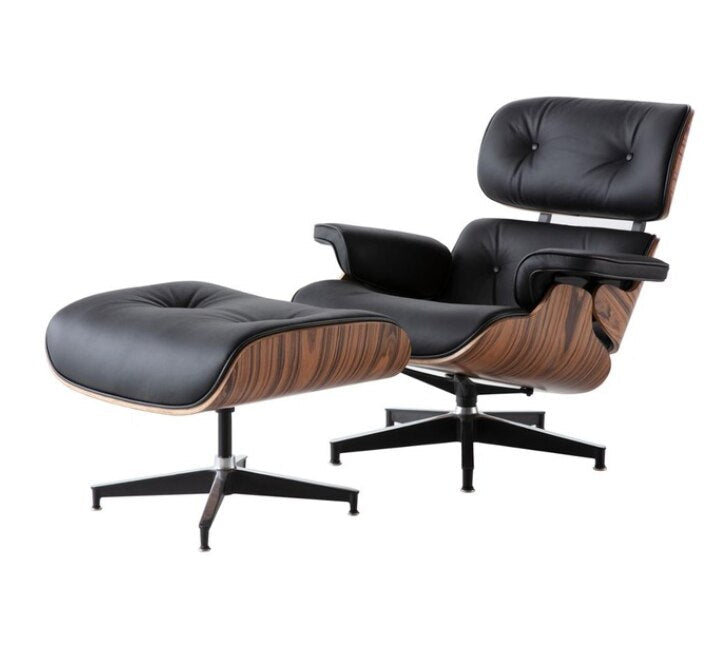 Fauteuil de luxe chaise longue confortable Sessel salon pivotant en cuir palissandre chaise à oreilles