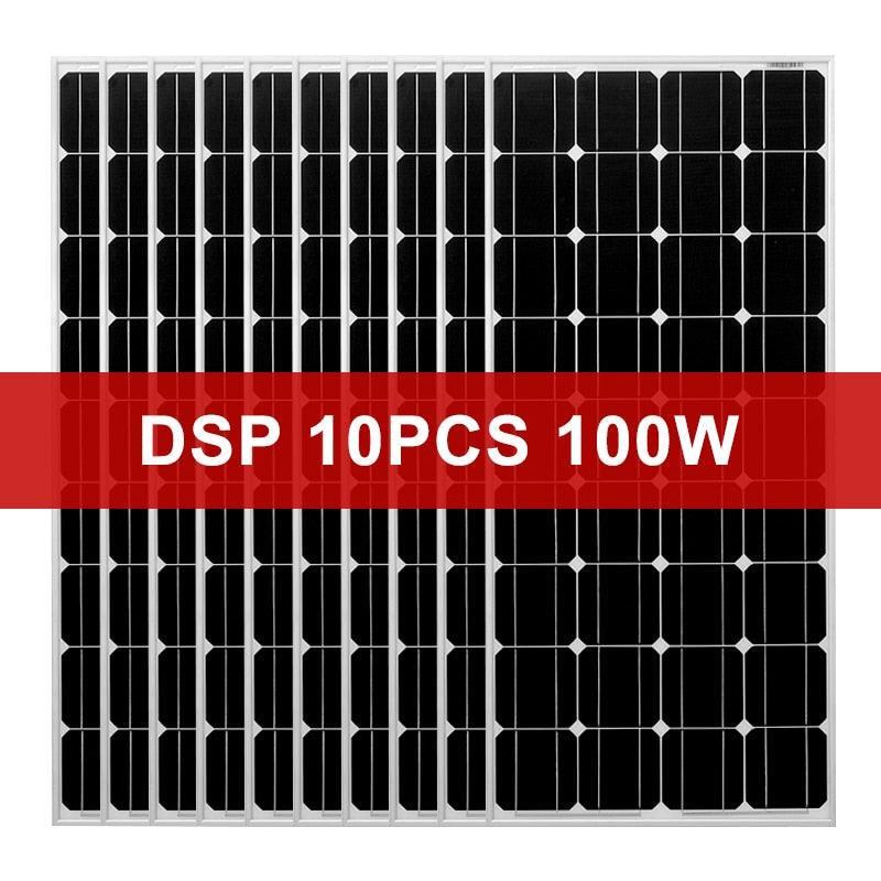 Solar Panel Waterproof Glass Solar Panels 100W -1400W 8V Monocrystalline Solar Board/RV Charge 12V