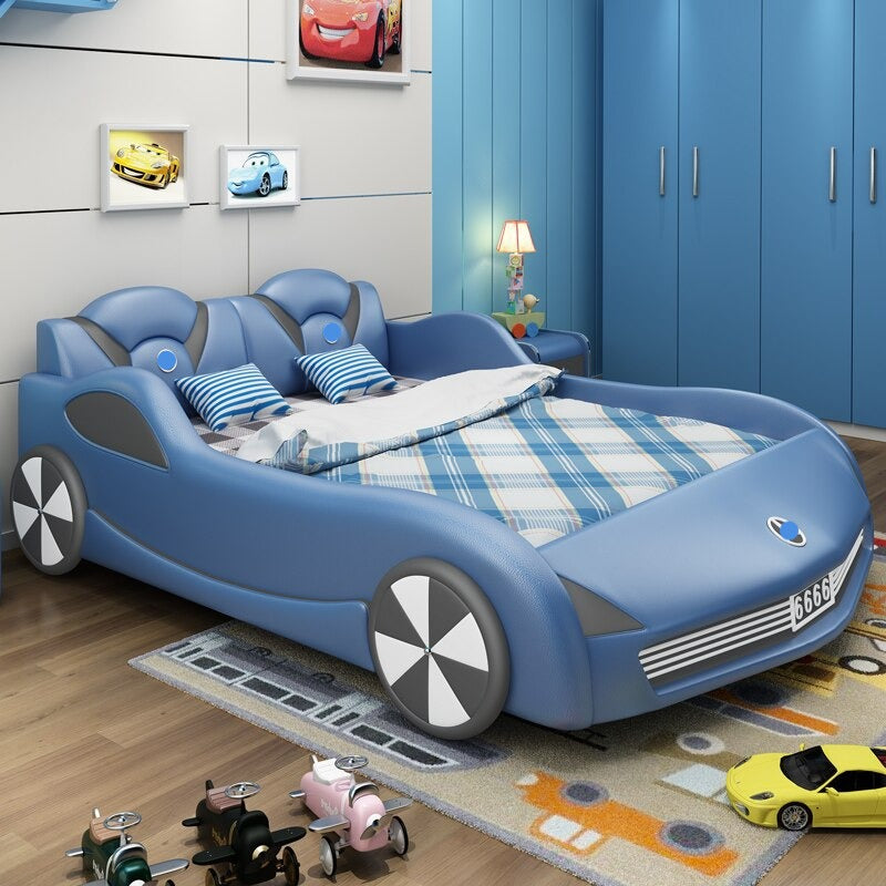 Kids Bed Car Type Multifunctional Leather Bed