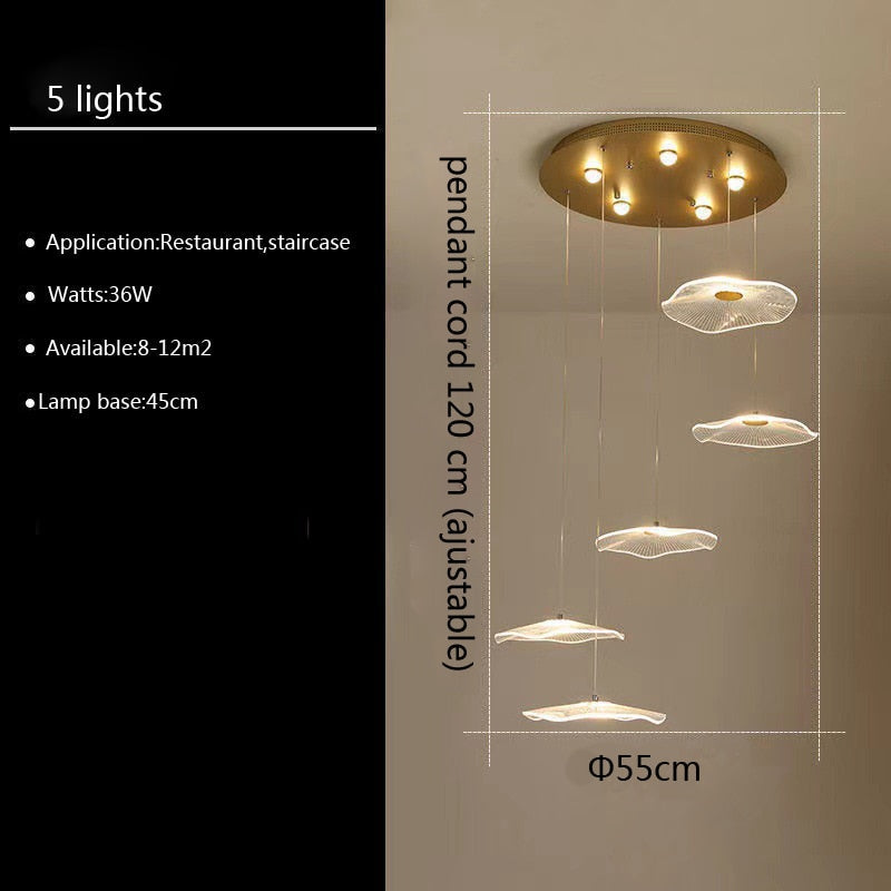Lampe suspendue bulle LED feuille de Lotus, lampe suspendue en acrylique