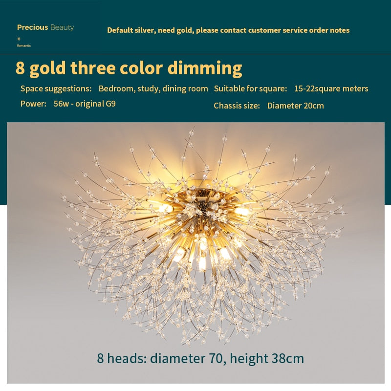 Chandelier Dandelion Crystal Ceiling Light Creative Starburst Ceiling Lamps Chandeliers