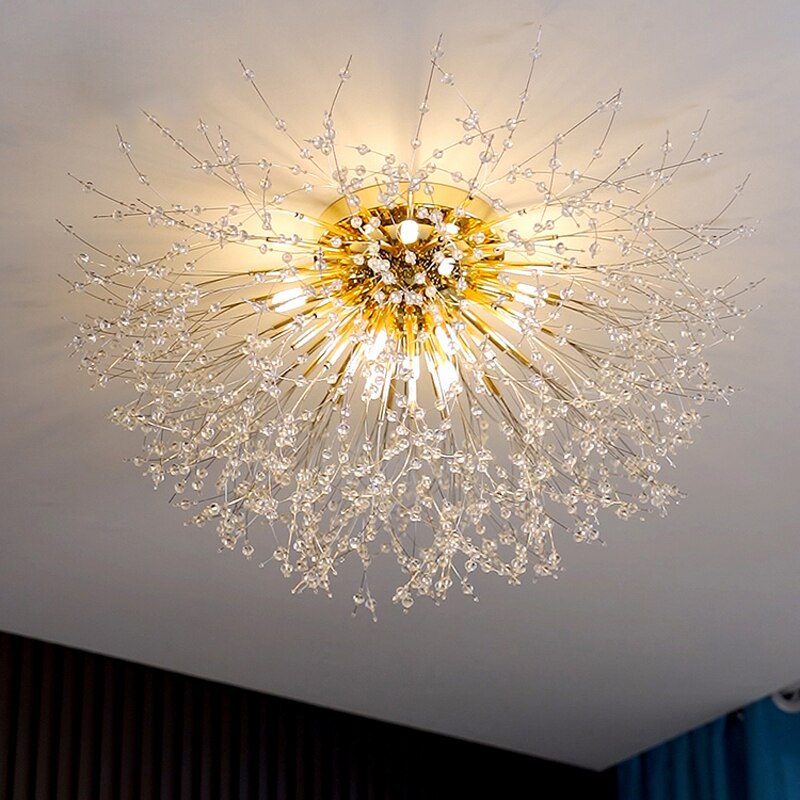 Luces de techo Candelabros creativos Starburst de cristal de diente de león