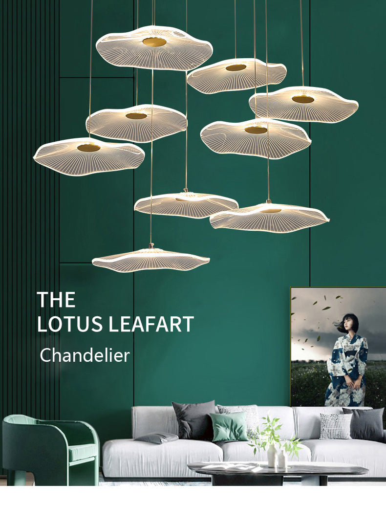 Lampe suspendue bulle LED feuille de Lotus, lampe suspendue en acrylique