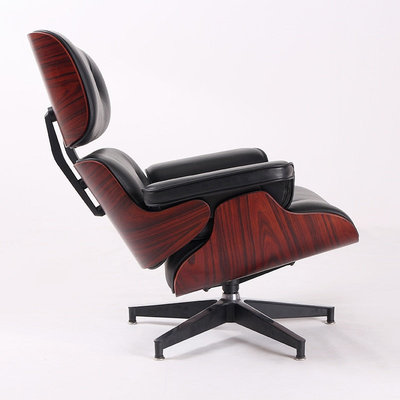 Fauteuil de luxe chaise longue confortable Sessel salon pivotant en cuir palissandre chaise à oreilles