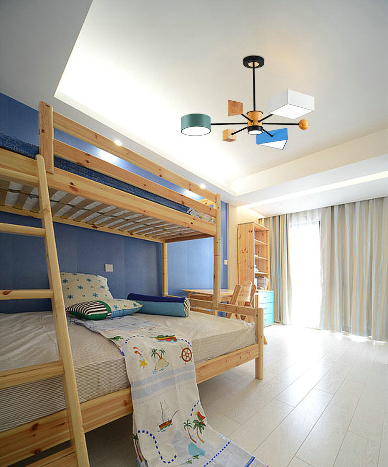 Children's Room Lighting Nordic Wooden Pendant Lamp Kids Pendant Lights