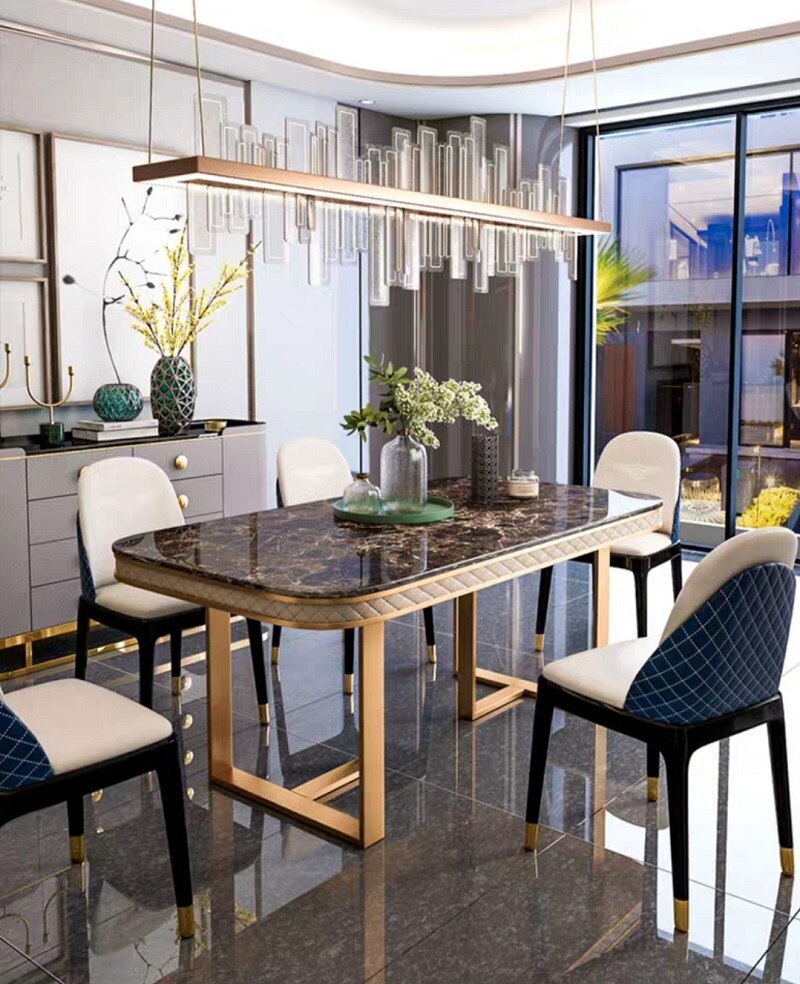 Dining Room Chairs Sets Modern Style Leather Esszimmerstühle Solid Wood Base Chairs