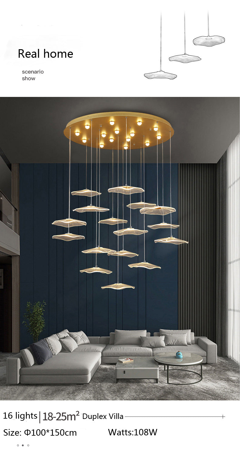 Lampe suspendue bulle LED feuille de Lotus, lampe suspendue en acrylique
