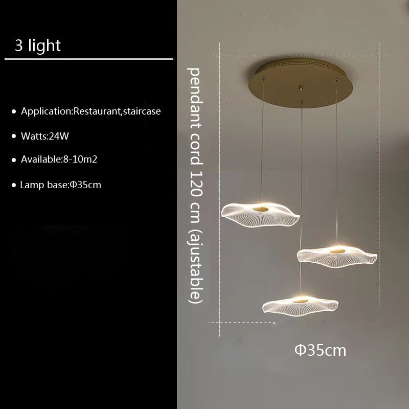 Lampe suspendue bulle LED feuille de Lotus, lampe suspendue en acrylique