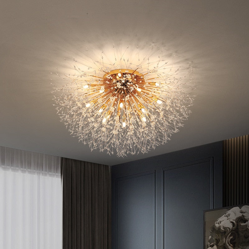 Chandelier Dandelion Crystal Ceiling Light Creative Starburst Ceiling Lamps Chandeliers