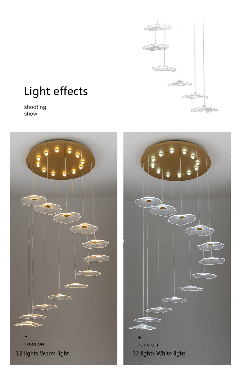 Lampe suspendue bulle LED feuille de Lotus, lampe suspendue en acrylique