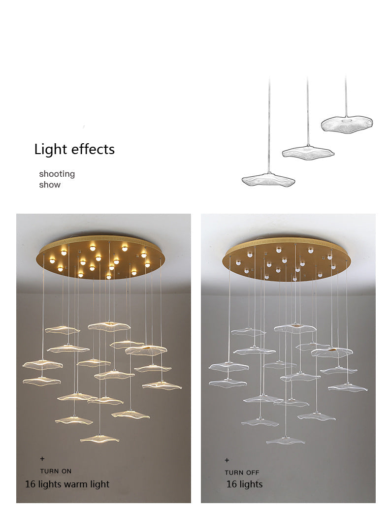 Lampe suspendue bulle LED feuille de Lotus, lampe suspendue en acrylique