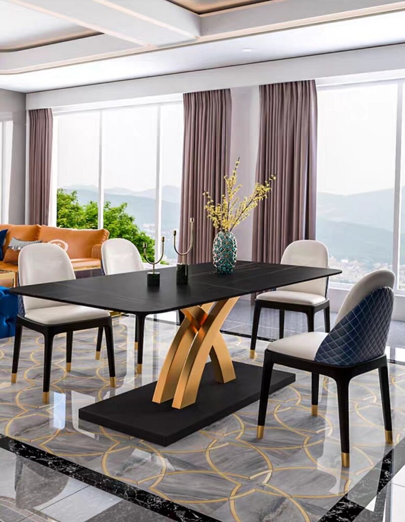 Dining Room Chairs Sets Modern Style Leather Esszimmerstühle Solid Wood Base Chairs
