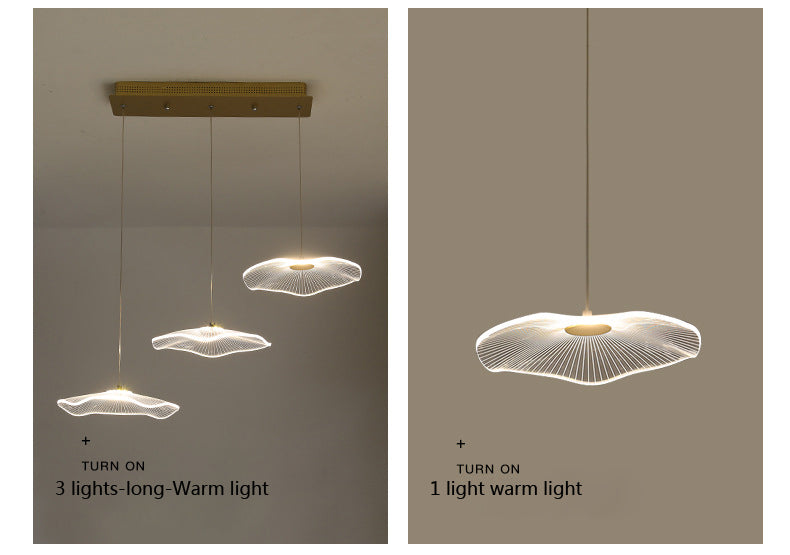 Lampe suspendue bulle LED feuille de Lotus, lampe suspendue en acrylique