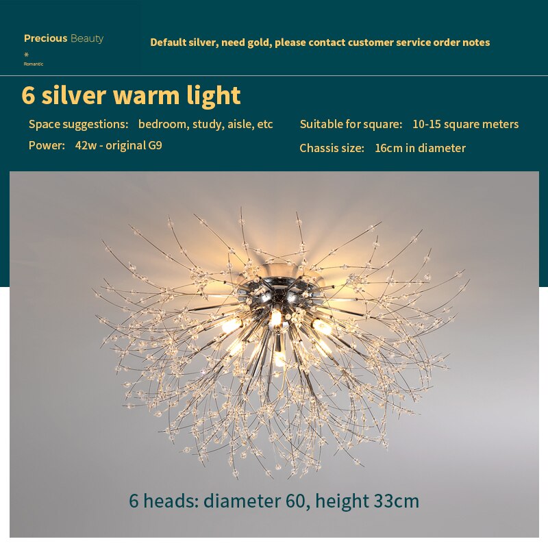 Luces de techo Candelabros creativos Starburst de cristal de diente de león