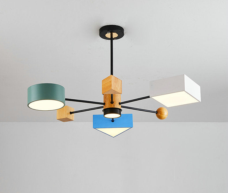 Children's Room Lighting Nordic Wooden Pendant Lamp Kids Pendant Lights