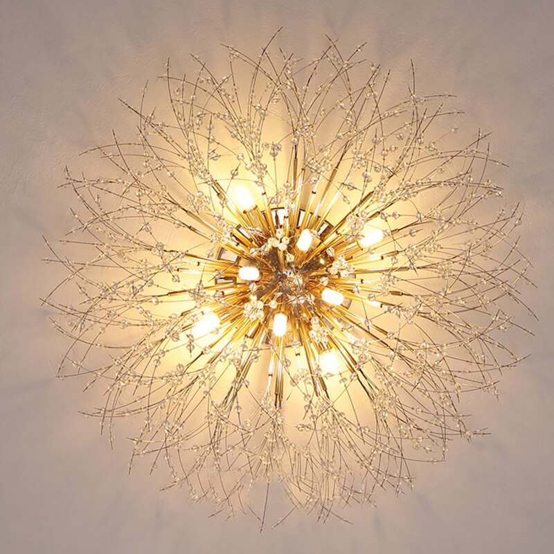 Luces de techo Candelabros creativos Starburst de cristal de diente de león