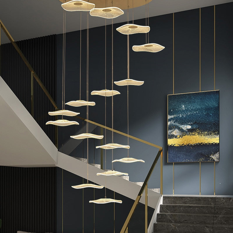 Lampe suspendue bulle LED feuille de Lotus, lampe suspendue en acrylique