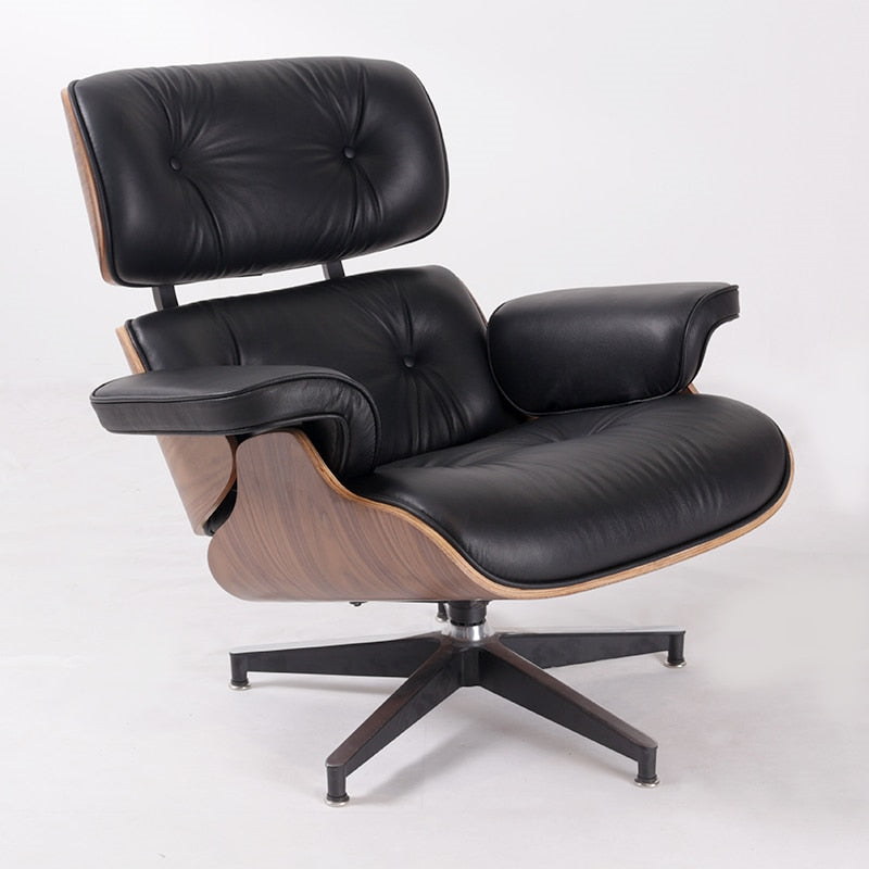 Fauteuil de luxe chaise longue confortable Sessel salon pivotant en cuir palissandre chaise à oreilles