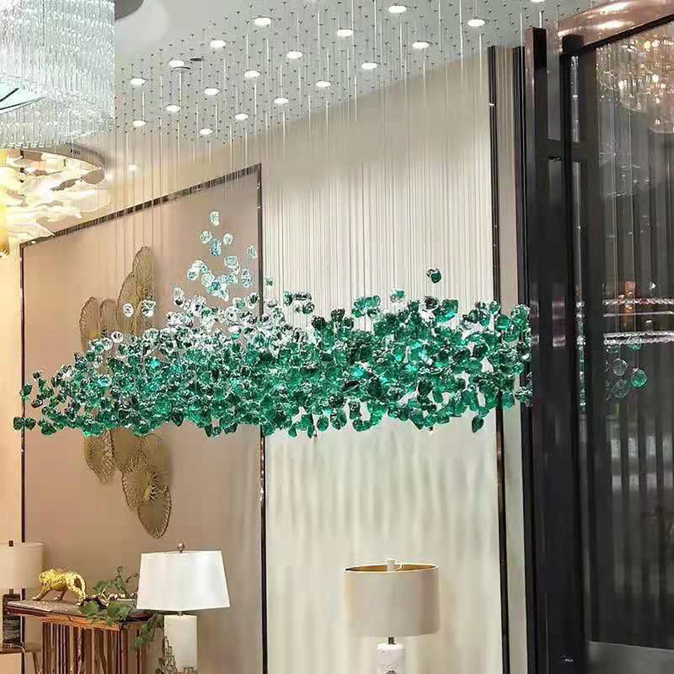Chandelier Dining Living Room Rectangle/Round Led Stone Crystal Lustre Chandeliers