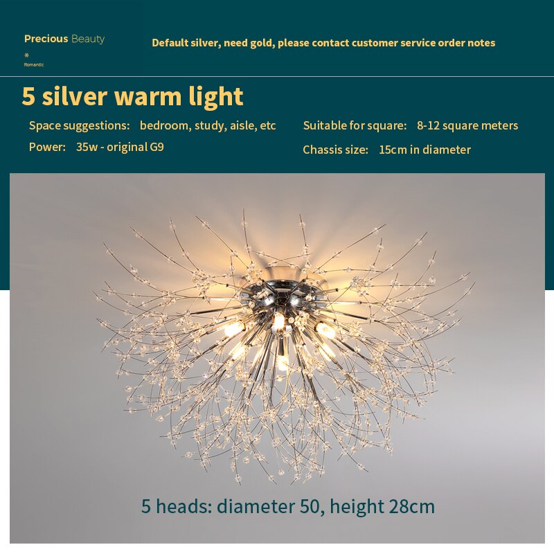 Luces de techo Candelabros creativos Starburst de cristal de diente de león