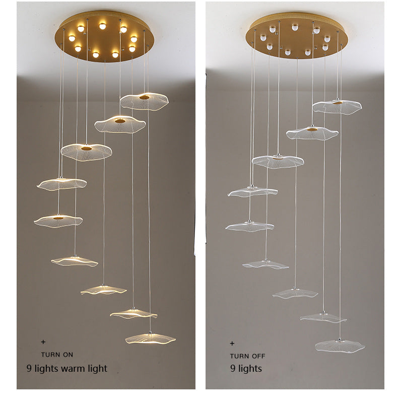Lampe suspendue bulle LED feuille de Lotus, lampe suspendue en acrylique