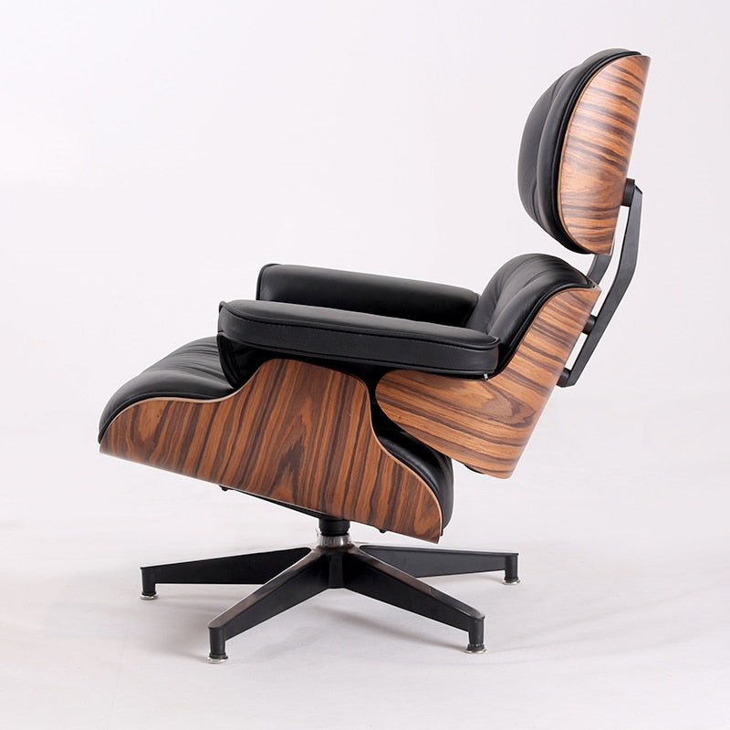 Fauteuil de luxe chaise longue confortable Sessel salon pivotant en cuir palissandre chaise à oreilles