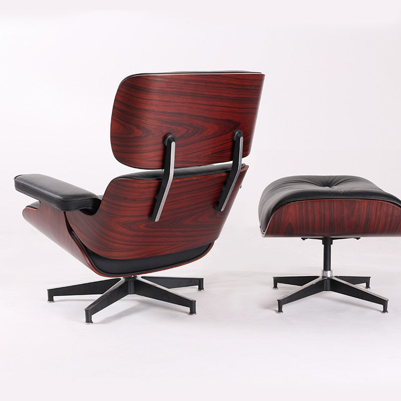 Fauteuil de luxe chaise longue confortable Sessel salon pivotant en cuir palissandre chaise à oreilles