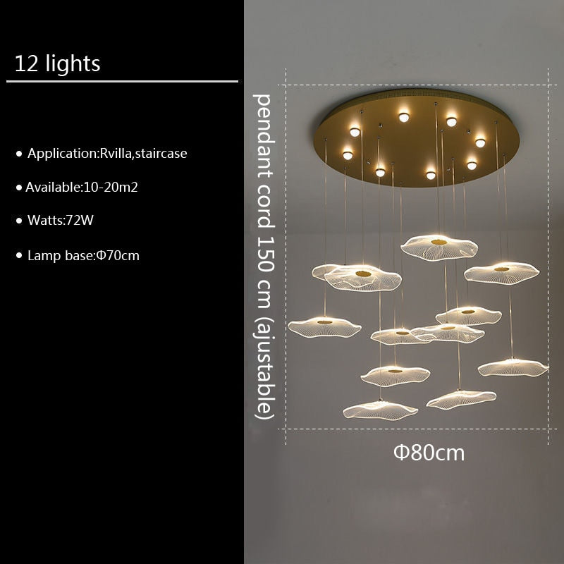 Lampe suspendue bulle LED feuille de Lotus, lampe suspendue en acrylique