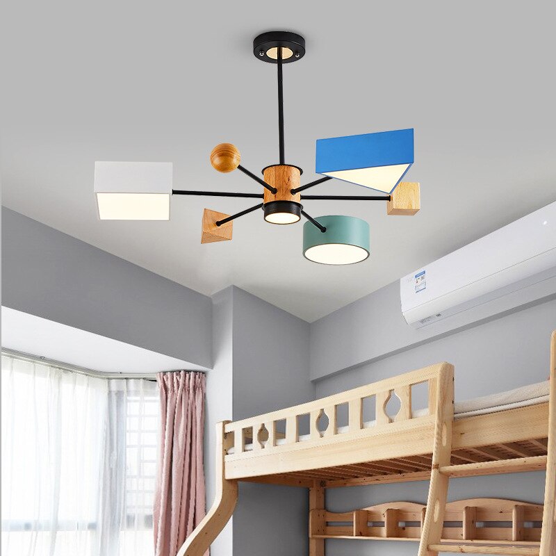 Children's Room Lighting Nordic Wooden Pendant Lamp Kids Pendant Lights