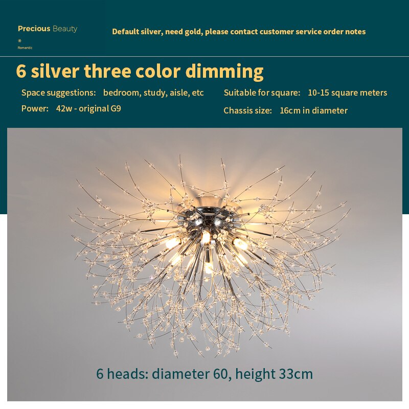 Luces de techo Candelabros creativos Starburst de cristal de diente de león