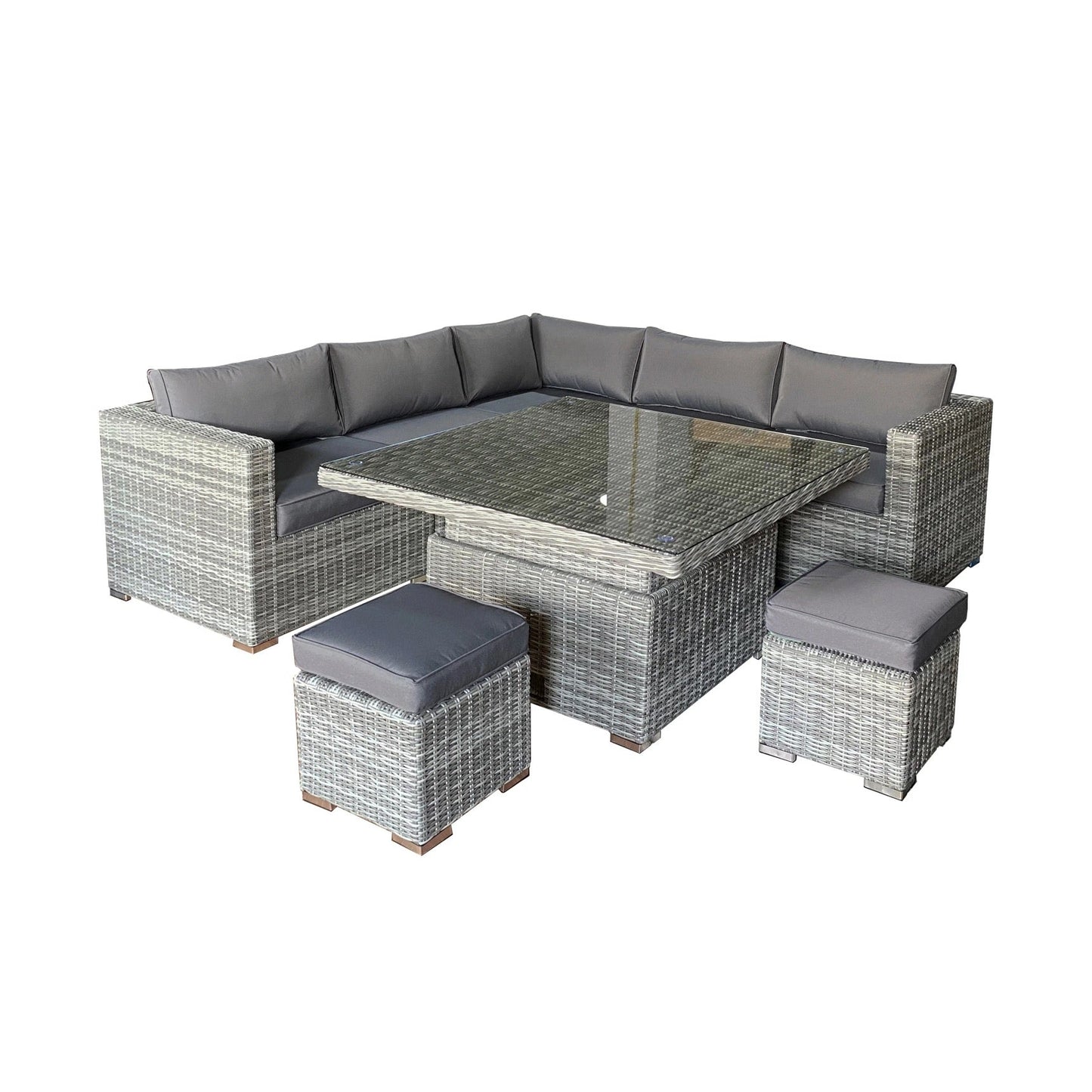 Dark Grey Rattan Modular 7 Seat Outdoor Sofa Set with Rising Table